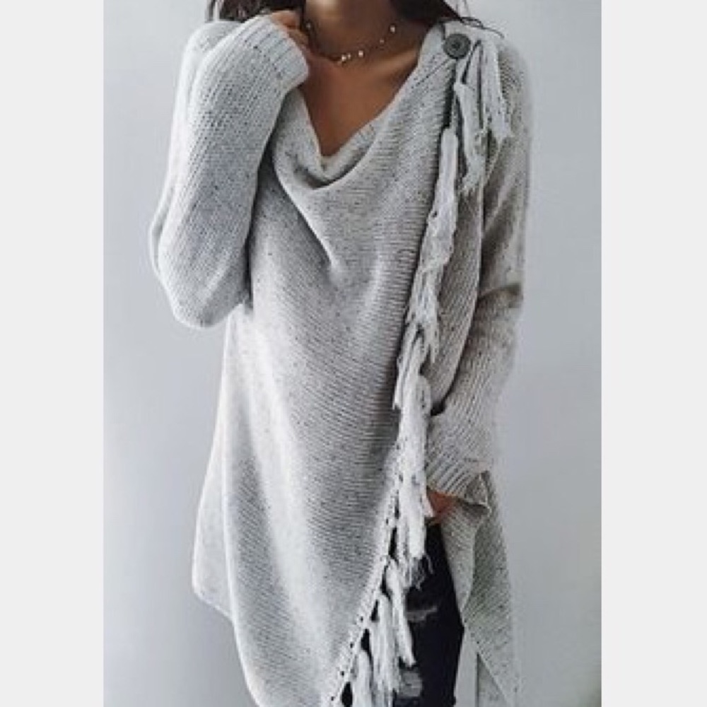 Stylish gray Fringe sweater